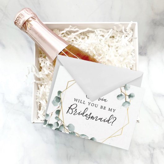 Eucalyptus Greenery Bridesmaid proposal Kaart