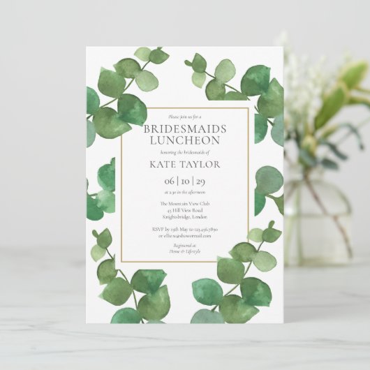 Eucalyptus Greenery Bruidsmeisjes Luncheon Kaart (Staand voorkant)