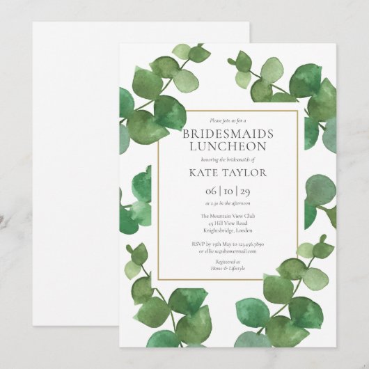 Eucalyptus Greenery Bruidsmeisjes Luncheon Kaart (Voorkant / Achterkant)