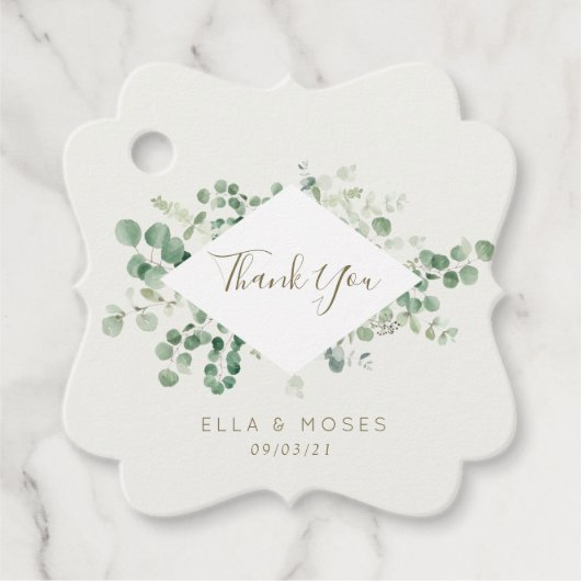 eucalyptus greenery bruiloft bedankjes labels (Voorkant)
