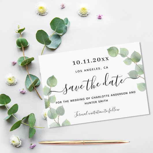 Eucalyptus greenery bruiloft met uitzondering van  save the date