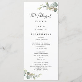 Eucalyptus greenery bruiloft programmakaart