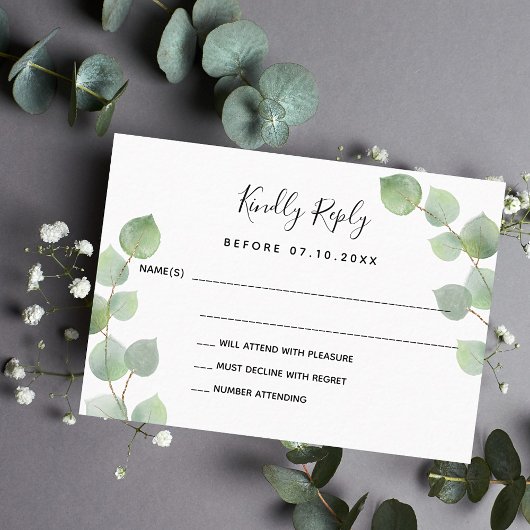 Eucalyptus greenery bruiloft RSVP Notitiekaartje