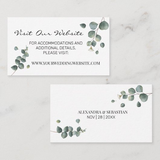 Eucalyptus greenery bruiloft Website Plaatskaartje (Voorkant / Achterkant)