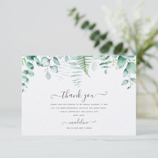 Eucalyptus Greenery Brunch Bridal Hartelijk dank Bedankkaart (Staand voorkant)