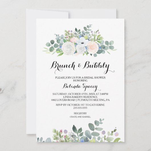 Eucalyptus Greenery Brunch & Bubble Vrijgezellenfe Kaart (Voorkant)