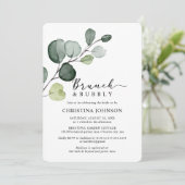 Eucalyptus Greenery Brunch Bubble Vrijgezellenfees Kaart (Staand voorkant)