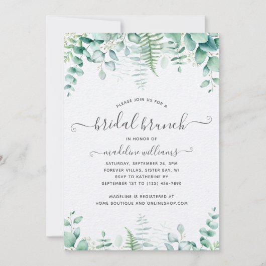 Eucalyptus Greenery Brunch Vrijgezellenfeest Kaart (Voorkant)