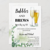 Eucalyptus Greenery Bubble & Brews Couples Shower Kaart (Voorkant / Achterkant)