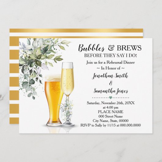 Eucalyptus greenery bubbles & brews rehearings kaart (Voorkant / Achterkant)