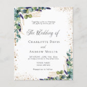 Eucalyptus greenery budget bruiloft uitnodiging (Voorkant)