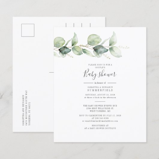 Eucalyptus Greenery Budget Couples Baby shower (Voorkant / Achterkant)