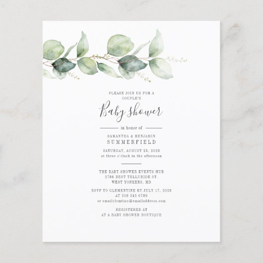 Eucalyptus Greenery Budget Couples Baby shower (Voorkant)