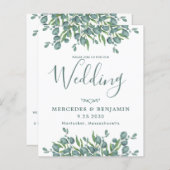 Eucalyptus Greenery Budget QR Code Wedding Uitnodi (Voorkant / Achterkant)