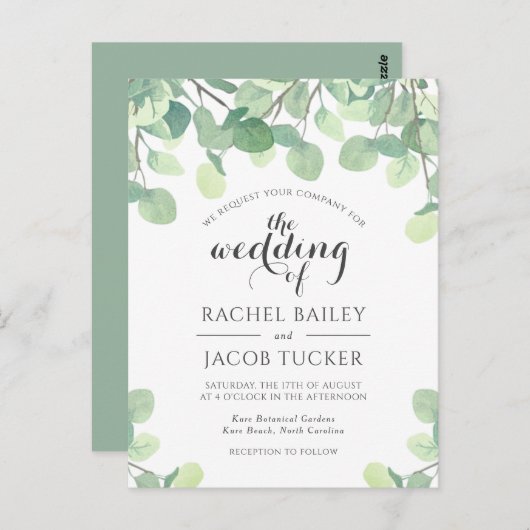 Eucalyptus Greenery Budget Weddenschap Briefkaart (Voorkant / Achterkant)