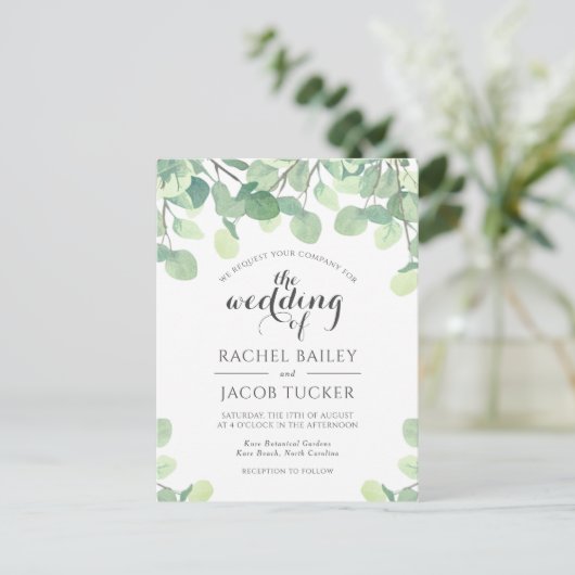 Eucalyptus Greenery Budget Weddenschap Briefkaart (Staand voorkant)