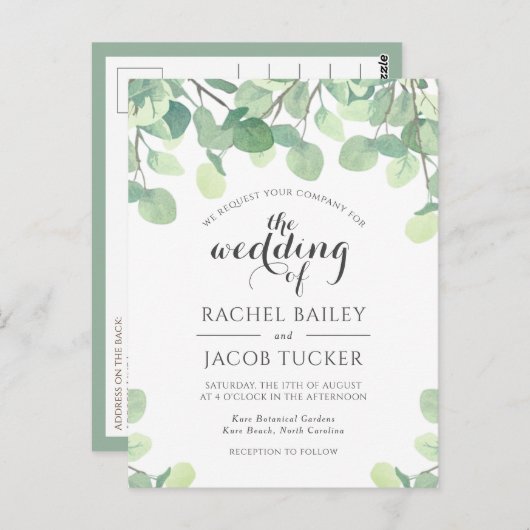 Eucalyptus Greenery Budget Weddenschap Briefkaart (Voorkant / Achterkant)