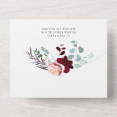 Eucalyptus Greenery Burgundy Floral Wedding All In One Uitnodiging (Achterkant)