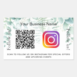 Eucalyptus greenery business qr code instagram rechthoekige sticker