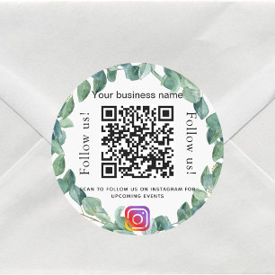 Eucalyptus greenery business qr code instagram ronde sticker