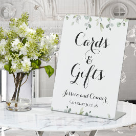 Eucalyptus Greenery Calligrafie-Kaarten & cadeautj Reclamebord Met Voetstuk