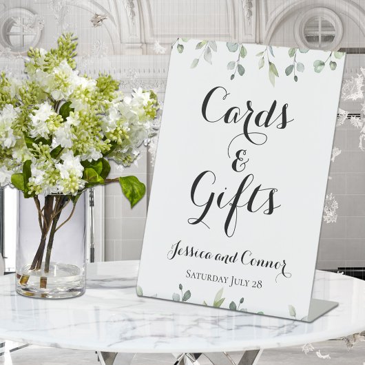 Eucalyptus Greenery Calligrafie-Kaarten & cadeautj Reclamebord Met Voetstuk