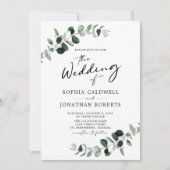 Eucalyptus Greenery Calligrafie QR Code Weddenscha Kaart (Voorkant)