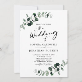 Eucalyptus Greenery Calligrafie QR Code Weddenscha Kaart