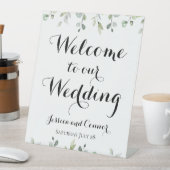 Eucalyptus Greenery Calligraphy Welcome Wedding Reclamebord Met Voetstuk (Insitu)