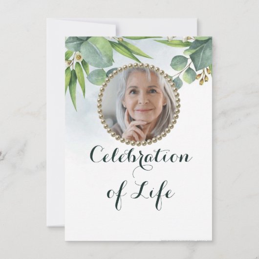 Eucalyptus Greenery Celebration of Life Invitation Kaart (Achterkant)