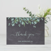 Eucalyptus Greenery Chalkboard Wedding Officier Bedankkaart (Staand voorkant)