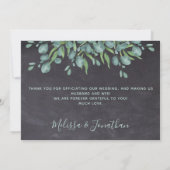 Eucalyptus Greenery Chalkboard Wedding Officier Bedankkaart (Achterkant)