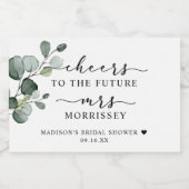 Eucalyptus Greenery Cheers Vrijgezellenfeest Favor Sparkling Wijnetiket (Enkel label)