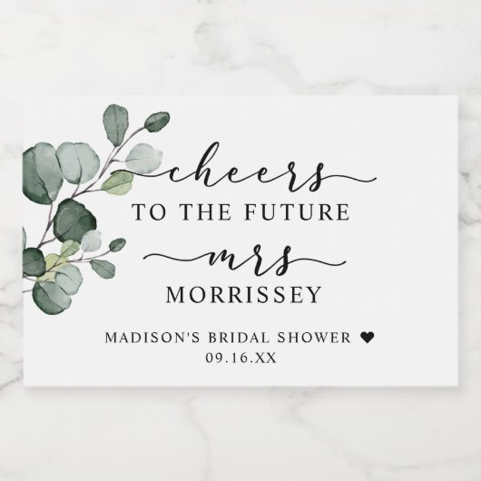 Eucalyptus Greenery Cheers Vrijgezellenfeest Favor Sparkling Wijnetiket (Enkel label)