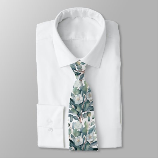 Eucalyptus Greenery Classic Formal Floral Neck Tie Stropdas (Gebonden)