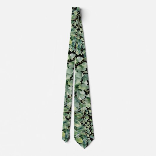 Eucalyptus Greenery Classic Formal Floral Neck Tie Stropdas (Achterkant)