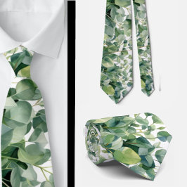 Eucalyptus Greenery Classic Formal Floral Neck Tie Stropdas