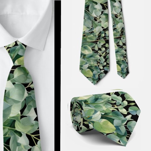 Eucalyptus Greenery Classic Formal Floral Neck Tie Stropdas