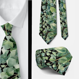 Eucalyptus Greenery Classic Formal Floral Neck Tie Stropdas