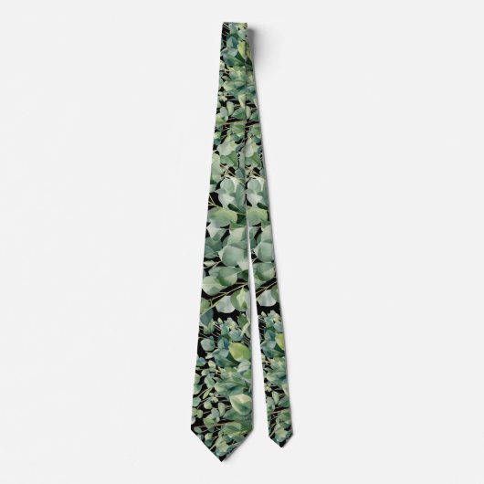 Eucalyptus Greenery Classic Formal Floral Neck Tie Stropdas (Voorkant)