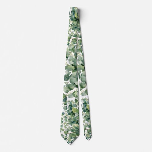 Eucalyptus Greenery Classic Formal Floral Neck Tie Stropdas (Voorkant)