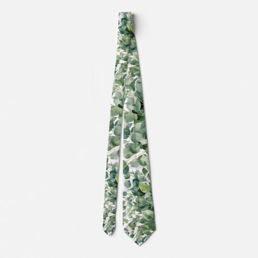 Eucalyptus Greenery Classic Formal Floral Neck Tie Stropdas (Achterkant)