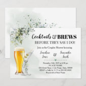 Eucalyptus Greenery Cocktails & Brews Shower Invit Kaart (Voorkant / Achterkant)