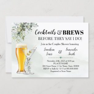 Eucalyptus Greenery Cocktails & Brews Shower Invit Kaart