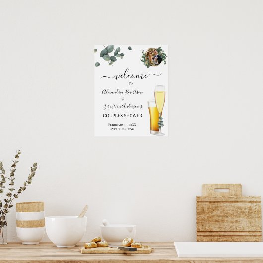Eucalyptus Greenery Couples Weddenschap Welkomstte Poster (Keuken)