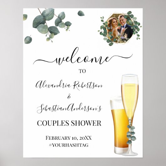 Eucalyptus Greenery Couples Weddenschap Welkomstte Poster (Voorkant)