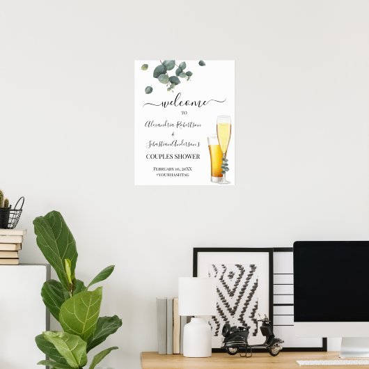 Eucalyptus Greenery Couples Weddenschap Welkomstte Poster (Thuiskantoor)
