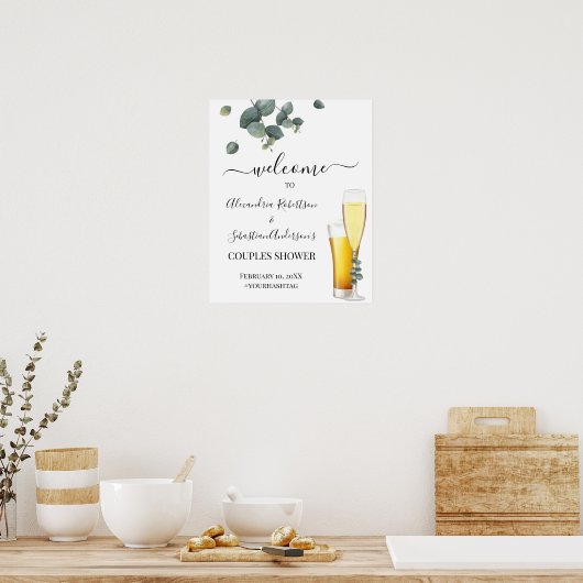 Eucalyptus Greenery Couples Weddenschap Welkomstte Poster (Keuken)