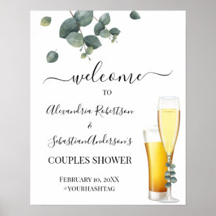Eucalyptus Greenery Couples Weddenschap Welkomstte Poster
