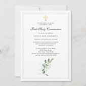 Eucalyptus Greenery Cross First Heilige Communie Kaart (Voorkant)